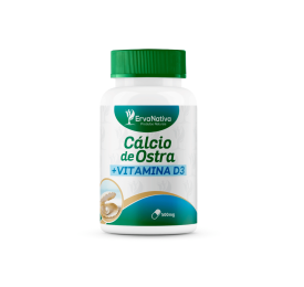 Calcio de Ostra com Vitamina D3 5mcg, 100 Cápsulas, 500mg - Erva Nativa